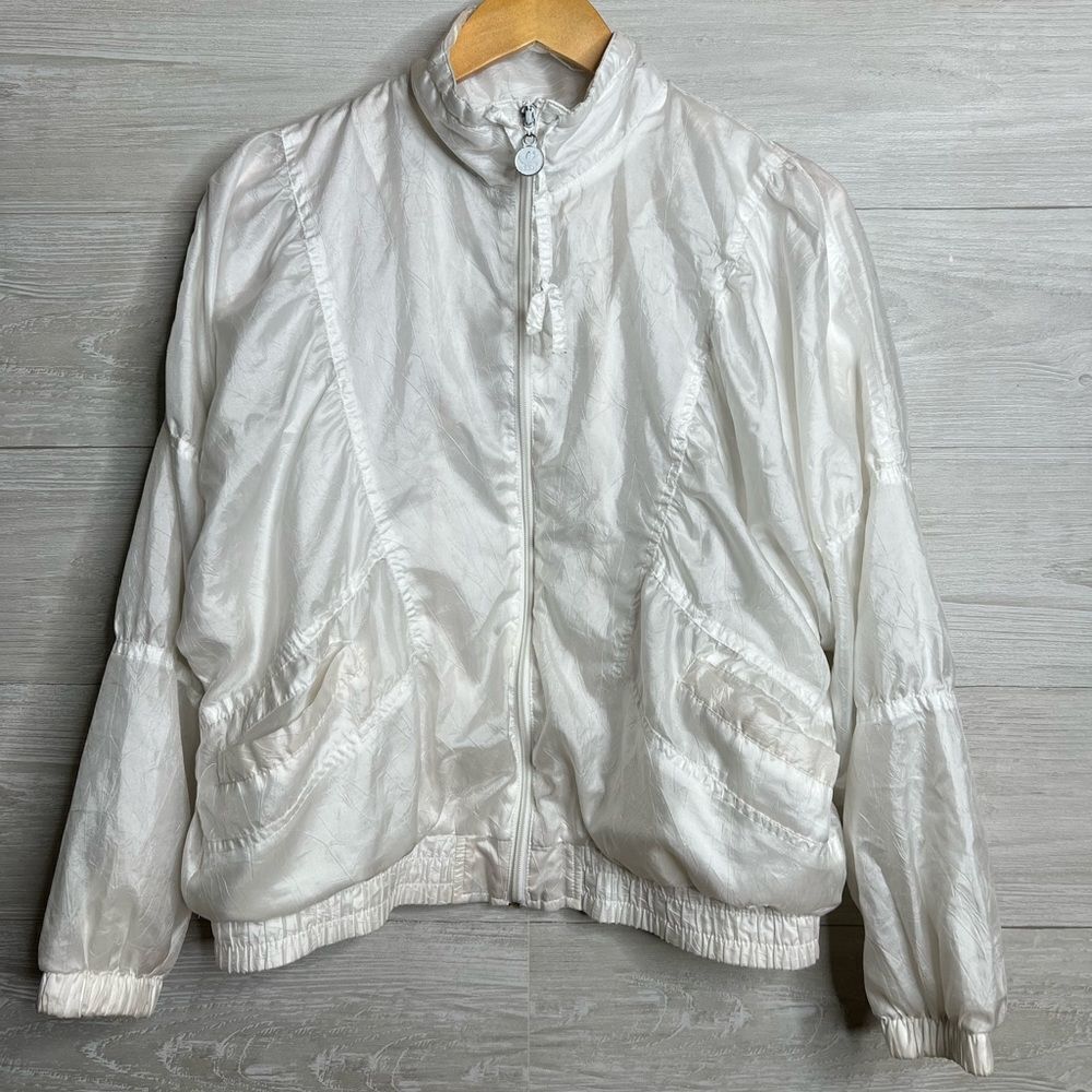 Vintage Adidas White Full Zip Track Jacket Mock Neck Sportswear
